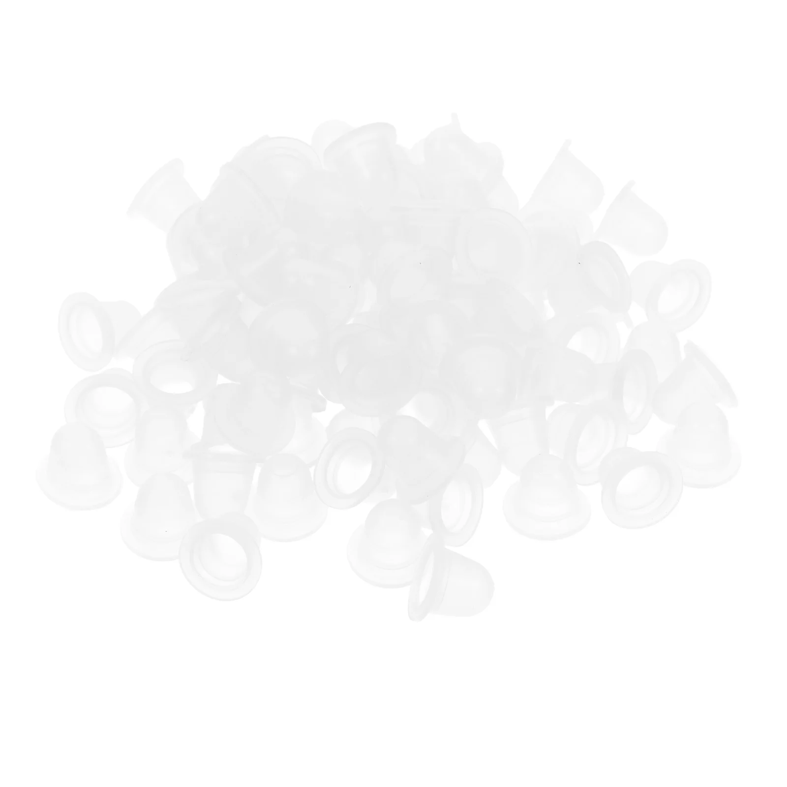 

100Pcs Clear Ink Cups Reusable Silicone Pigment Caps for Eyelash Brow Tattooing Kits Disposable Beauty Supplies