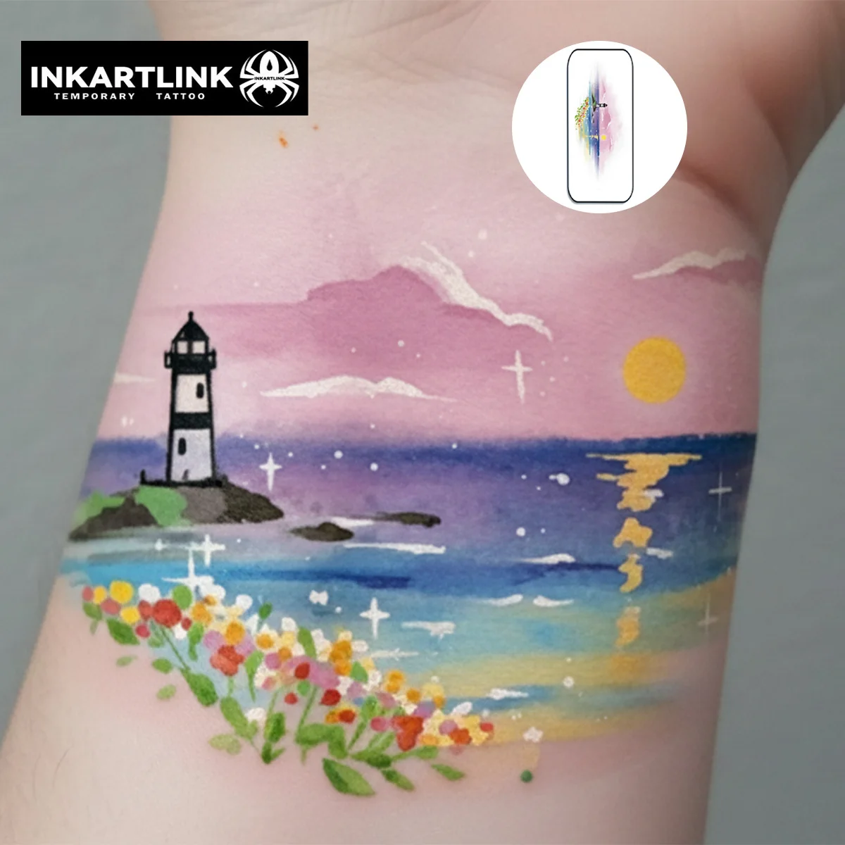 INKARTINK Temporary Tattoo Party Bag Waterproof Color Printing Design Painting Fake Body Stickers, Holiday Role Playing Decorati