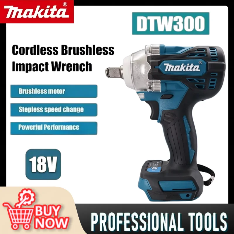 Makita DTW300 Tool Set Brushless Power Large Cordless Wrench  Torque Wind Cannon Remove Tire Lithium Auto Repair Fot 18V Battery