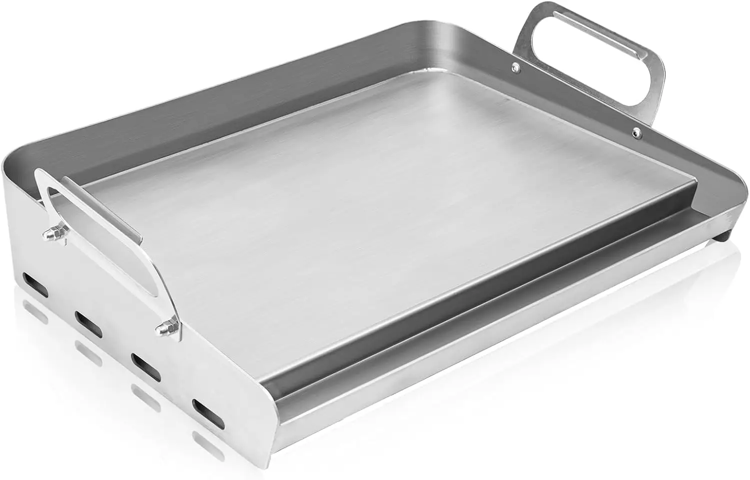 23"x16" Stainless Steel Flat Top Griddle for Gas & Charcoal Grills, Universal for Outdoor Cooking, with Grease Groove & Removable Handle
