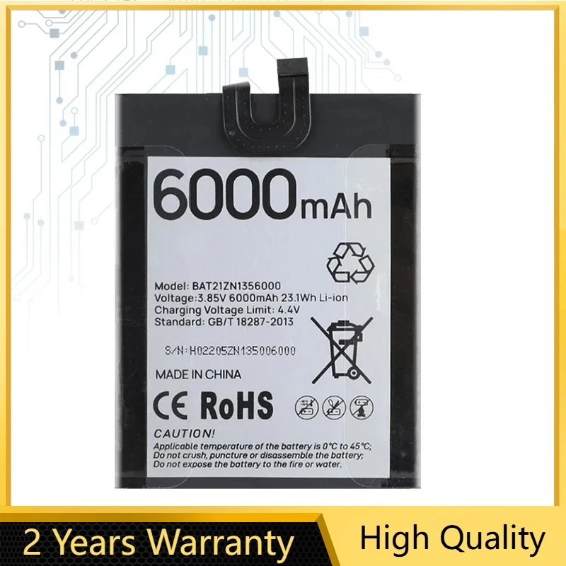 

6000mAh Battery BAT21ZN1356000 For DOOGEE S98