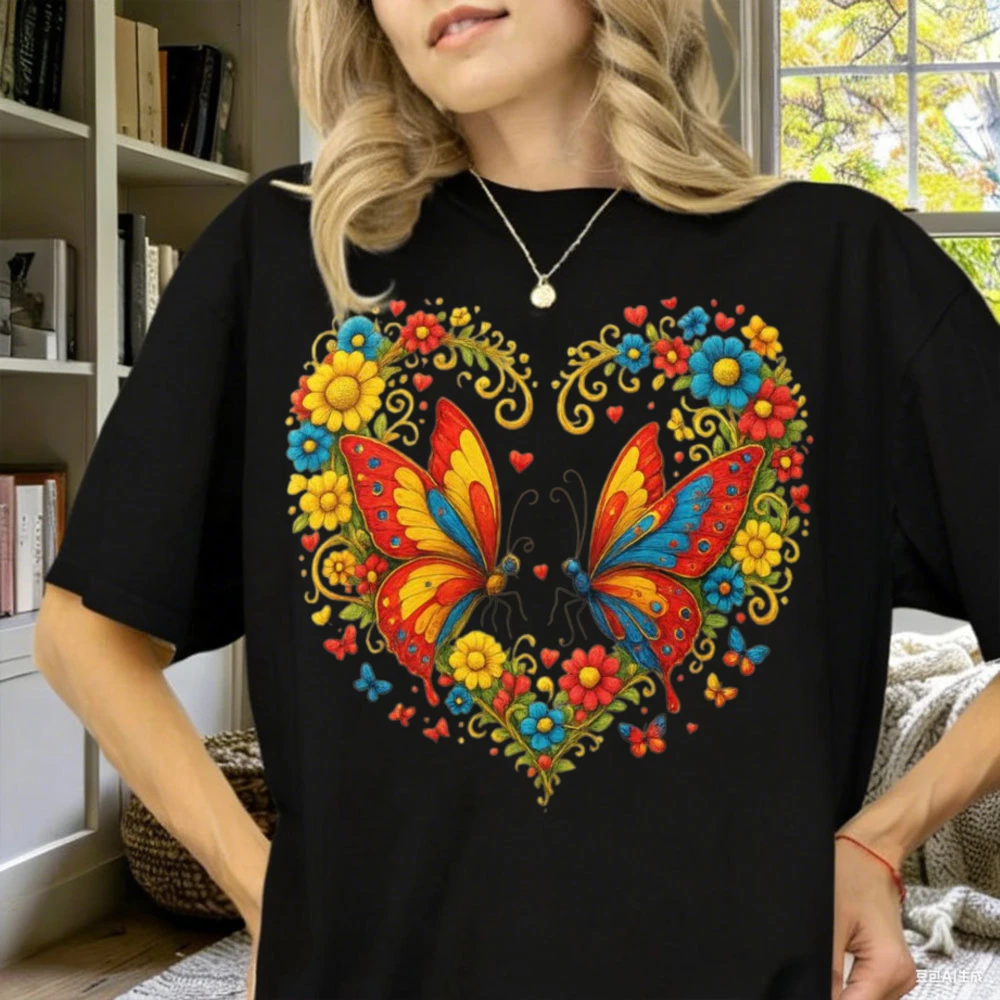 Floral Heart T-Shirt Heart Made of Flowers Design Unisex Shirt Made From Soft Cotton Gift Idea for Love and Special Moments