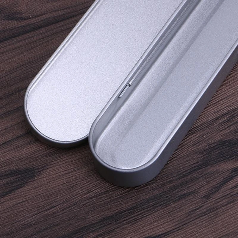 Lápis lata prateada para estojo, caixa armazenamento caneta, papelaria, escola, escritório, estojo lápis lata elegante, armazenamento caneta metal para escola