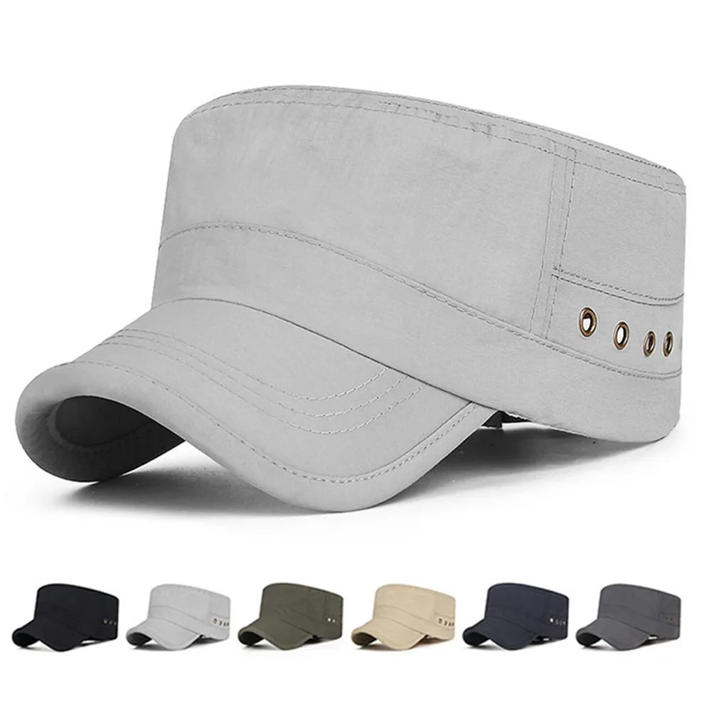 Classic All-match Flat Hat Sun Protection Breathable Cap Simple Solid Color Visor Cap Snap Back Baseball Cap Fashion Army Hat