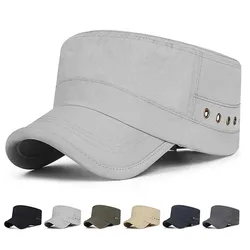 Classic All-match Flat Hat Sun Protection Breathable Cap Simple Solid Color Visor Cap Snap Back Baseball Cap Fashion Army Hat