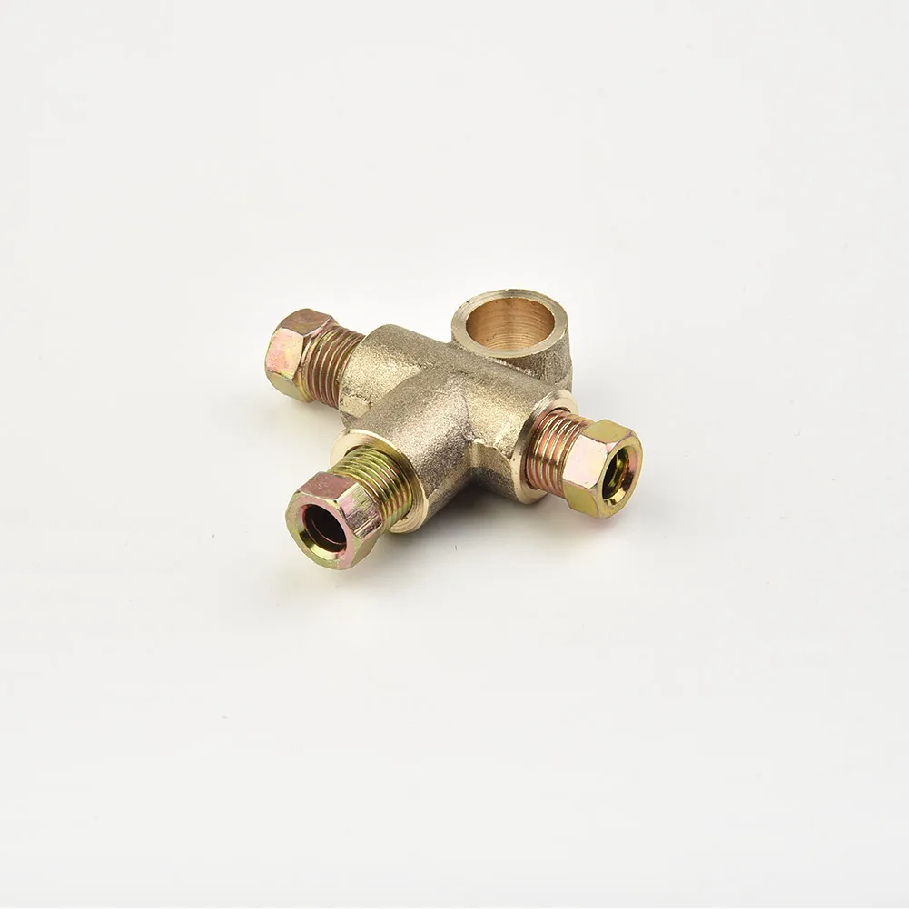 1Pcs Copper 3 Way T Piece Brake Pipe Connector With 3 X M10 Male Short Nut For Car Brake Hoses Car Accessories