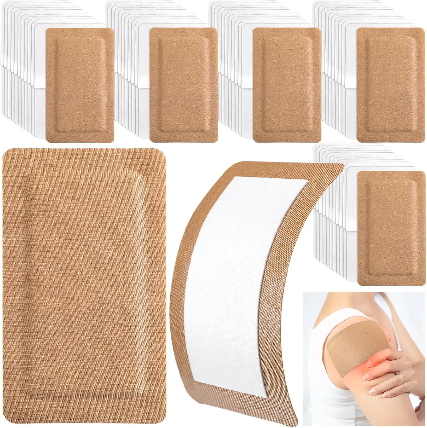 Vendajes adhesivos extragrandes flexibles de 120 piezas, tela estéril de 5 "x 3" con almohadilla antiadherente, sin látex para el cuidado de heridas