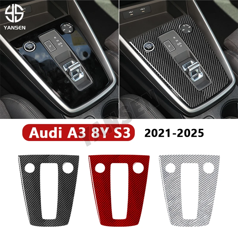

Car LHD Center Console Gear Shift Panel Trim Carbon Fiber Sticker For Audi A3 8Y S3 2021-2025 Car Accessories