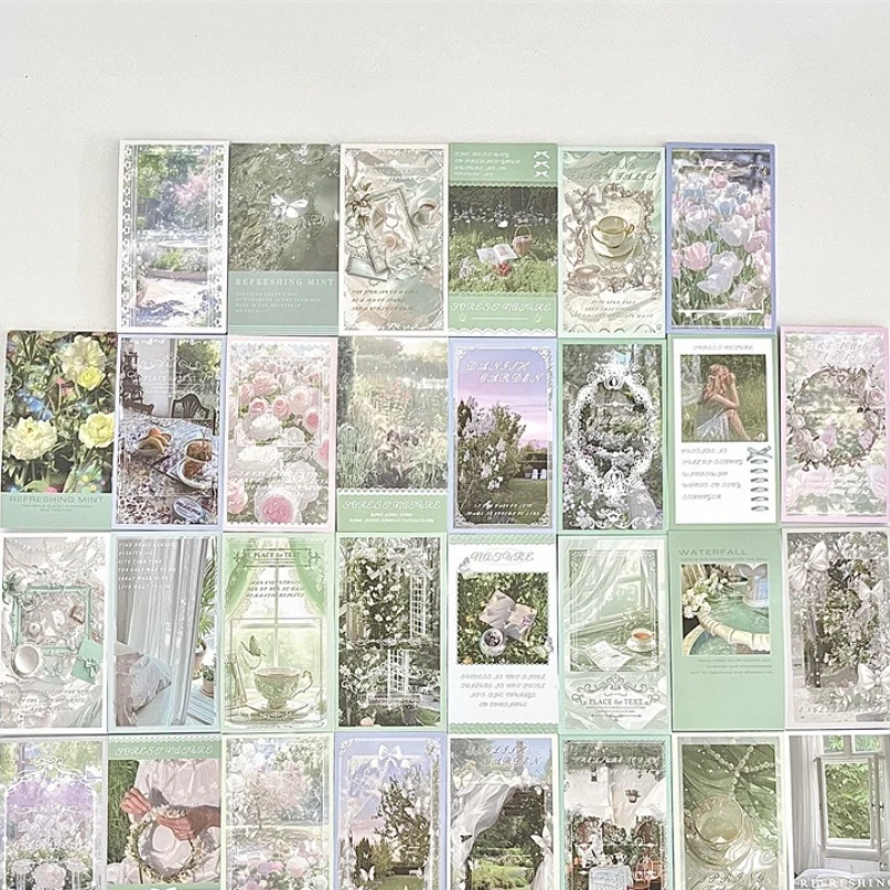 

30 листов/компл. мятные наклейки Mambo, матовые ламинированные эстетические зеленые уплотнения для упаковки канцелярских принадлежностей, уплотнительные ленты для карт