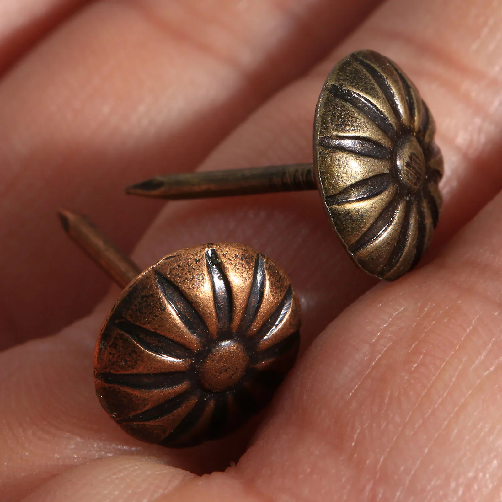 15pcs/lot Upholstery Nails Tacks Studs Elegant Antique Bronze/Red Brass Flower Head Pushpin Ancient Style Furniture 17mmx11mm