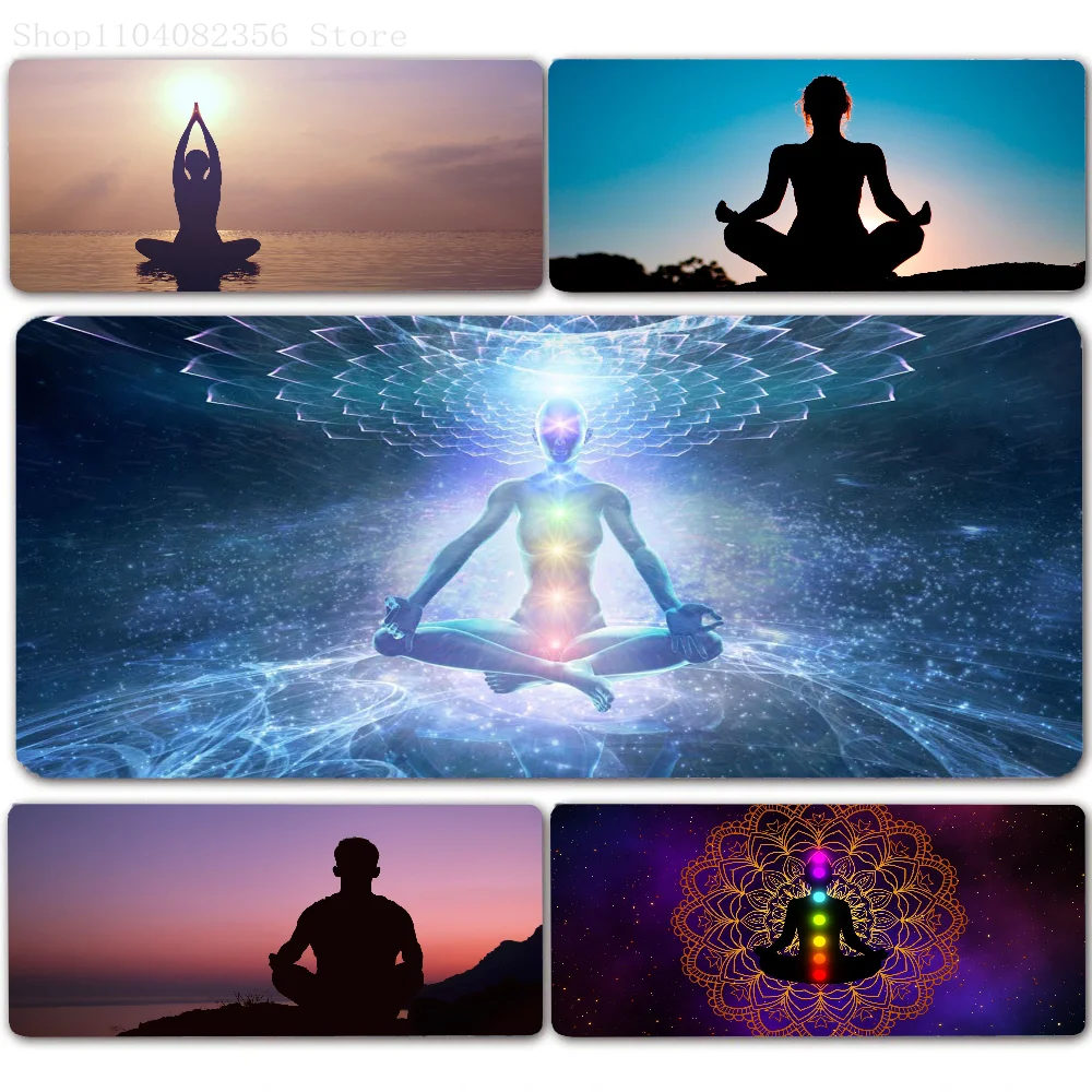 Third Eye C-Chakra Lotus Flower Meditation Pose Mousepad Non-slip Suitable For Office Computers Laptops E-sports Game