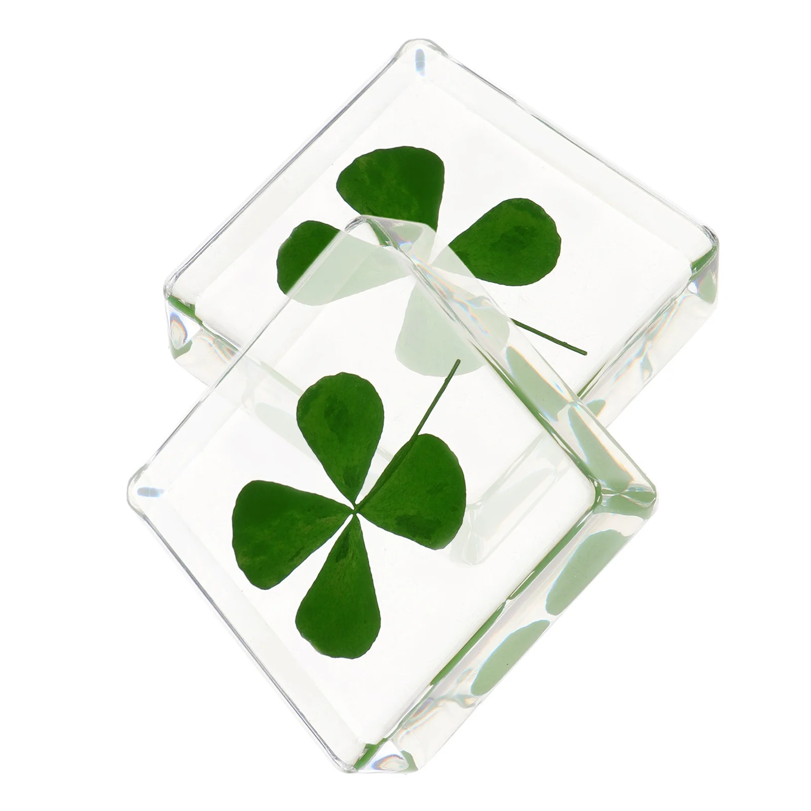 

2pcs Resin Clover Decor Delicate Four Leaf Clover Luck Ornament For Desktop Home Decoration Tabletop Resin Clove