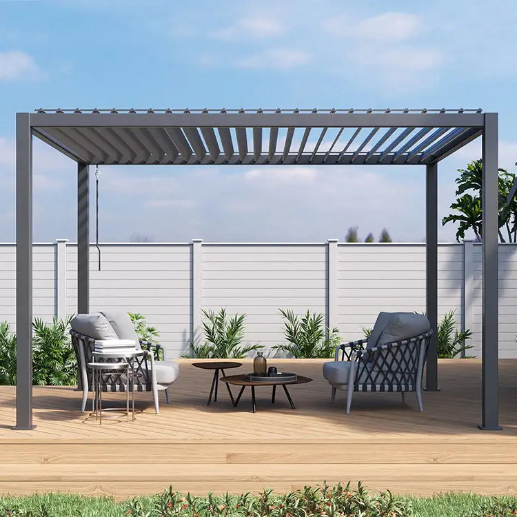 Pérgola de aluminio para exteriores de 3x4M, pérgola bioclimática con persianas, dosel para techo, pérgola de jardín