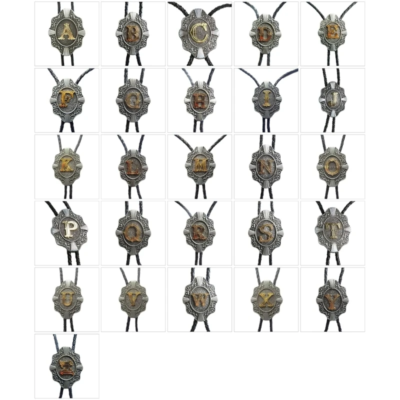 

Элегантный галстук-боло с гравировкой для мужчин, подвеска в виде буквы, галстук в стиле вестерн, ковбойское ожерелье, концерт,