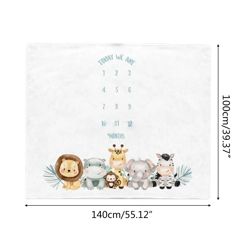 Baby Record Growth Milestone Blanket Newborn Animal Pattern Photography Props Backdrop Blanket Drop Shipping