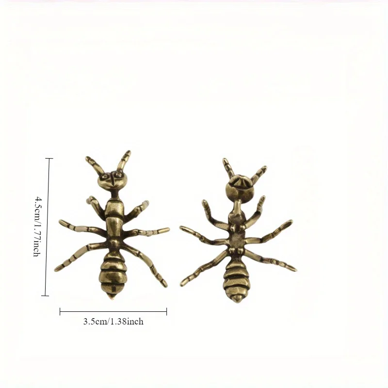 Brass Ant Figurines Miniature Simulation Insect Desk Ornament Table Tea Pets Antique Copper Crafts Home Decors