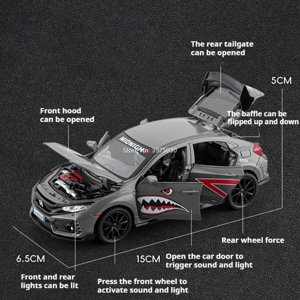 1:32 Honda NEW TYPER Alloy Toy Cars Diecast Models with Light Music Pull Back Miniature Car Doors Opened Vehicle Home Decoration