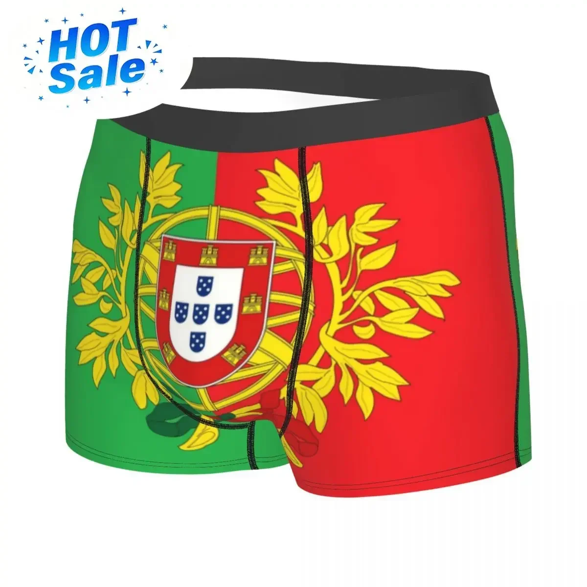 Custom Fashion Coat Of Arms Of Portugal Art Boxers Shorts Panties Male Underpants Breathbale Portuguese Flag Briefs Underwear