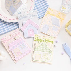 80 Sheets Cute Sweet House Sticky Notes Korean Ins Message Paper Journal DIY Base Material Memo Pad School Stationery