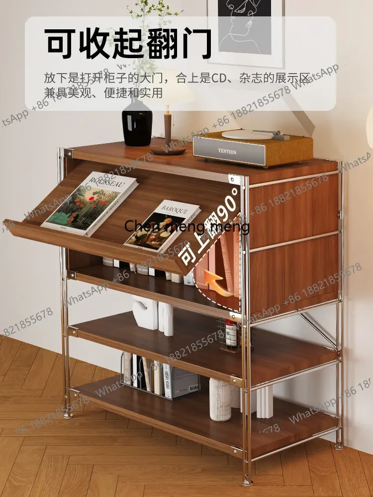z10Storage Rack Home Dining Side Cabinet Living Room Storage Display Sofa Vintage Magazine Record Cabinet