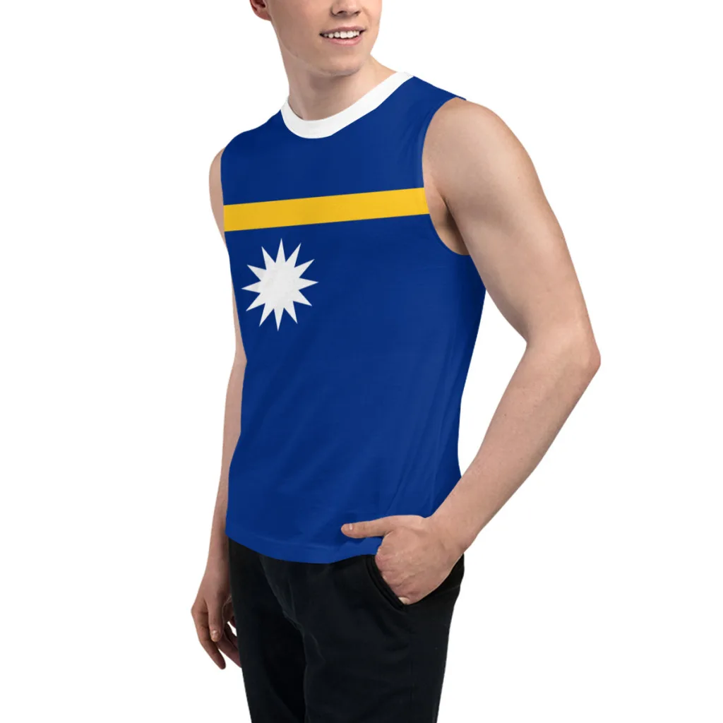 Sleeveless T-shirt Nauru Flag 3D Men's Boys Tshirt Gyms Tank Tops Fitness Joggers Basketball Training Vest