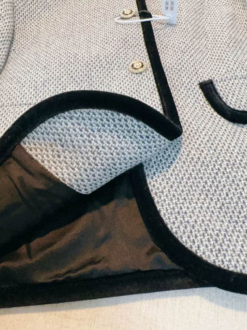 Ele Vintage معطف الصوف طوق زر التفاصيل مستقيم قطع ort ملابس خارجية للنساء الخريف Faion Classic Sle