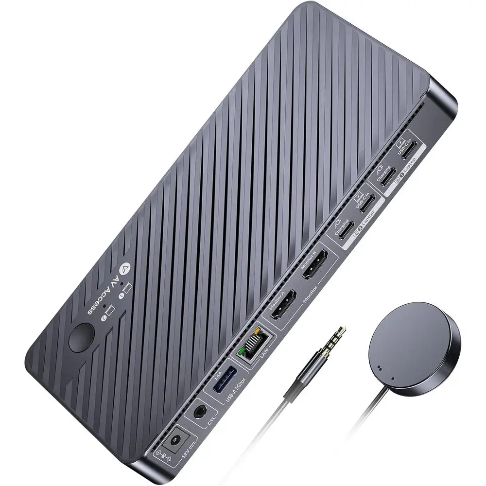 

4K Dual Monitor KVM Switch with 100W PD, 1G Ethernet, EDID Emulation for Home Office and Gaming