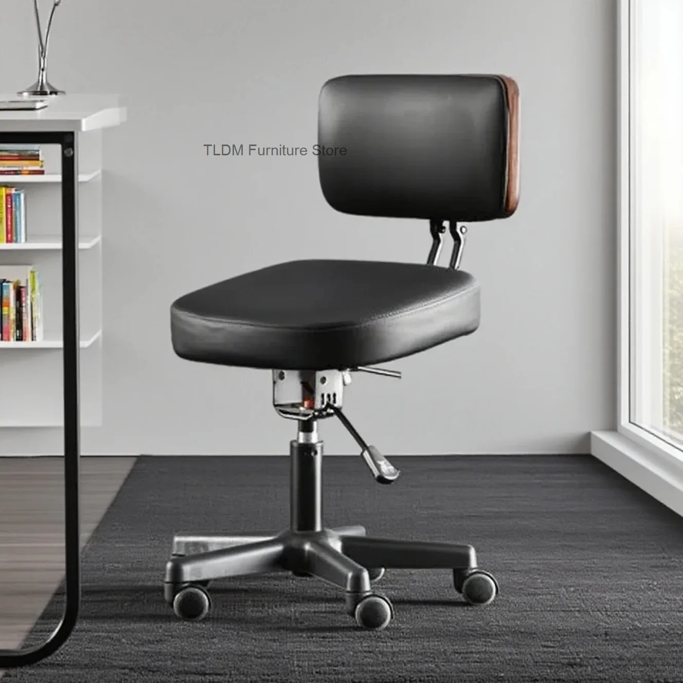 Seat Office Adjustable PU Leather with Height Backrest, 360 - and Swivel, Five Chair - Degree wheel Base