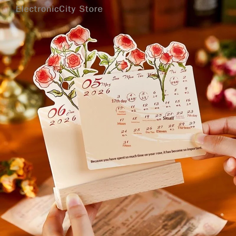 

2026 настольный органайзер-планировщик, стереоскопические заметки для заметок для розы, настольный календарь, домашний офис, школа, ежедневный планировщик, креативный подарок