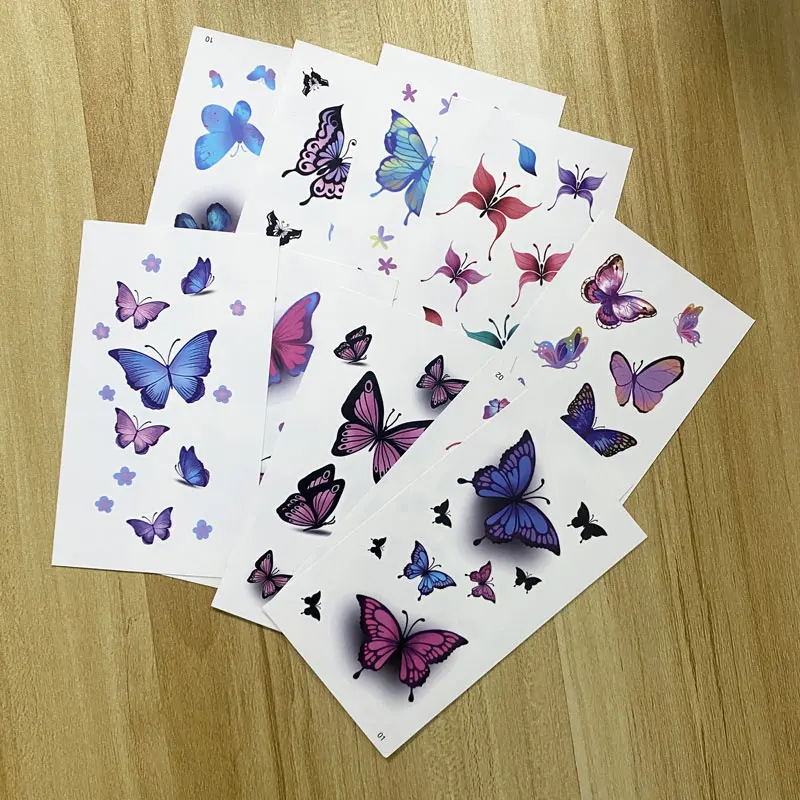 10pcs 3D Butterfly Temporary Tattoo Stickers Disposable  Fake Tattoo for Women Girl Body Art
