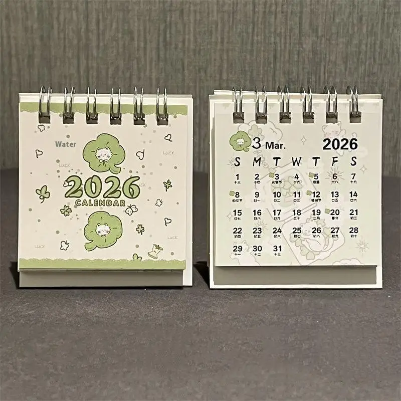 Lucky Cat Themed 2026 Mini Desktop Calendar Ins Style Decoration For Students Office Desk Organizer Cute Schedule Planner