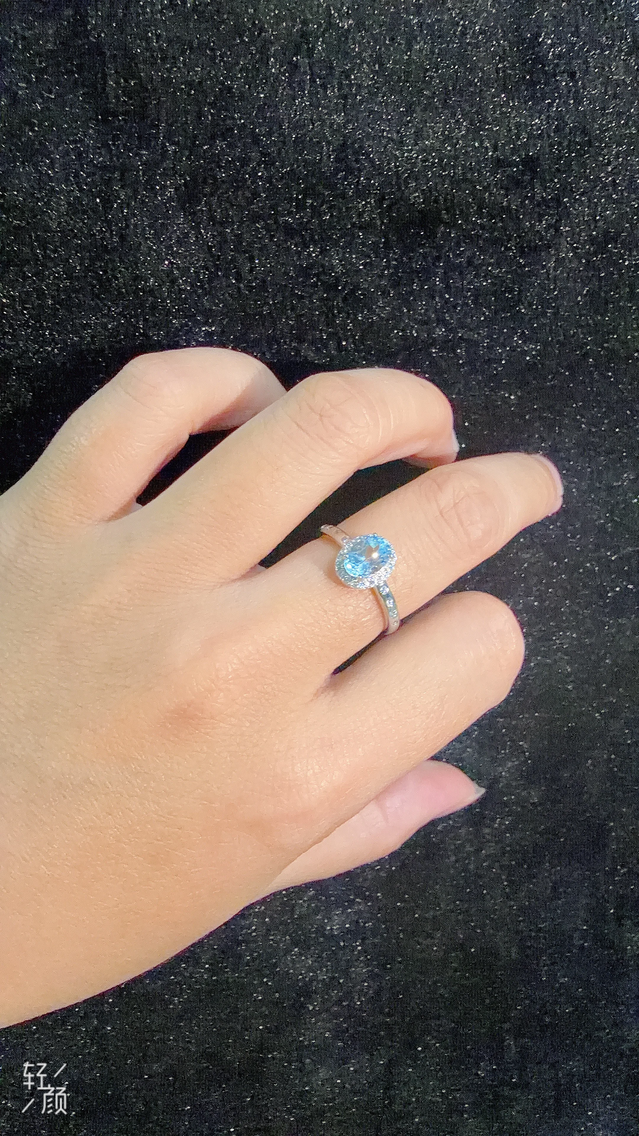 Exquisite 925 Sterling Silver Natural Blue Topaz Oval Halo Rings Pave CZ Surround Real Gemstone Finger Band Women Fine Jewelry