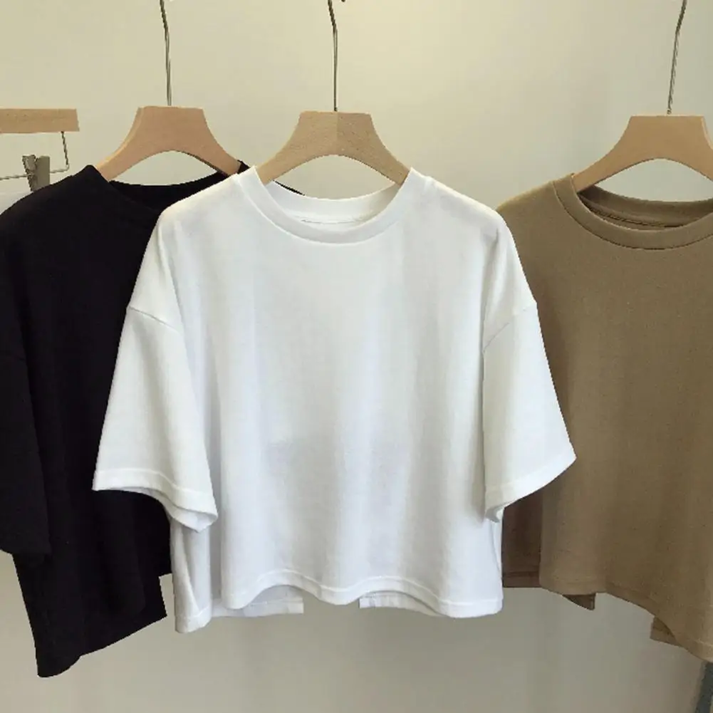 

Backless Tee Lightweight Women T-shirt Stylish Women's Summer T-shirt with O-neck Short Sleeves Casual Loose Fit Tee Shirt