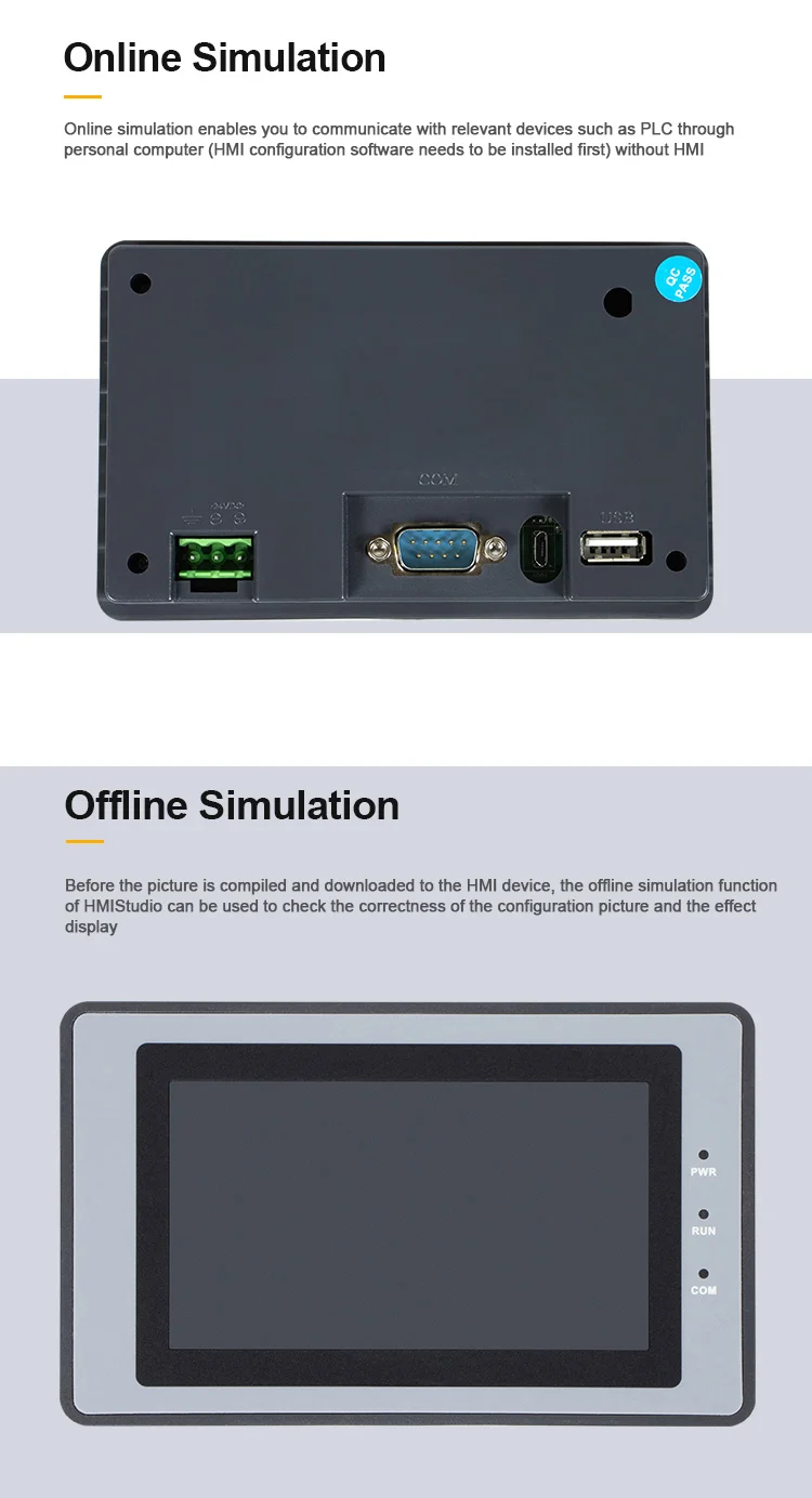 Huaqingjun 4.3 بوصة HMI RS485 232 الاتصالات DC10-30V شاشة تعمل باللمس ل PLC