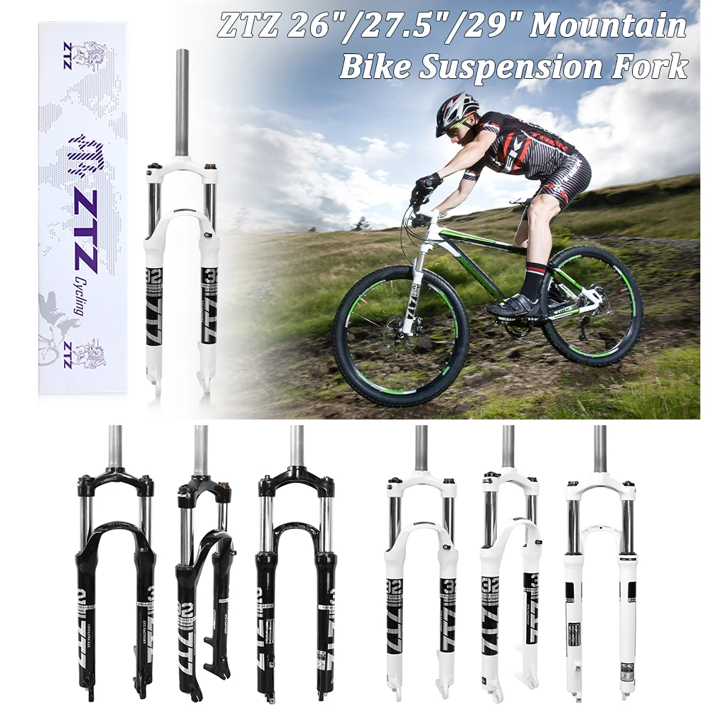 

ZTZ MTB Suspension Fork 100mm Travel QR Crown Lockout Aluminum Alloy Shock Absorber XC Mountain Bike Front Fork 26"/27.5"/29"