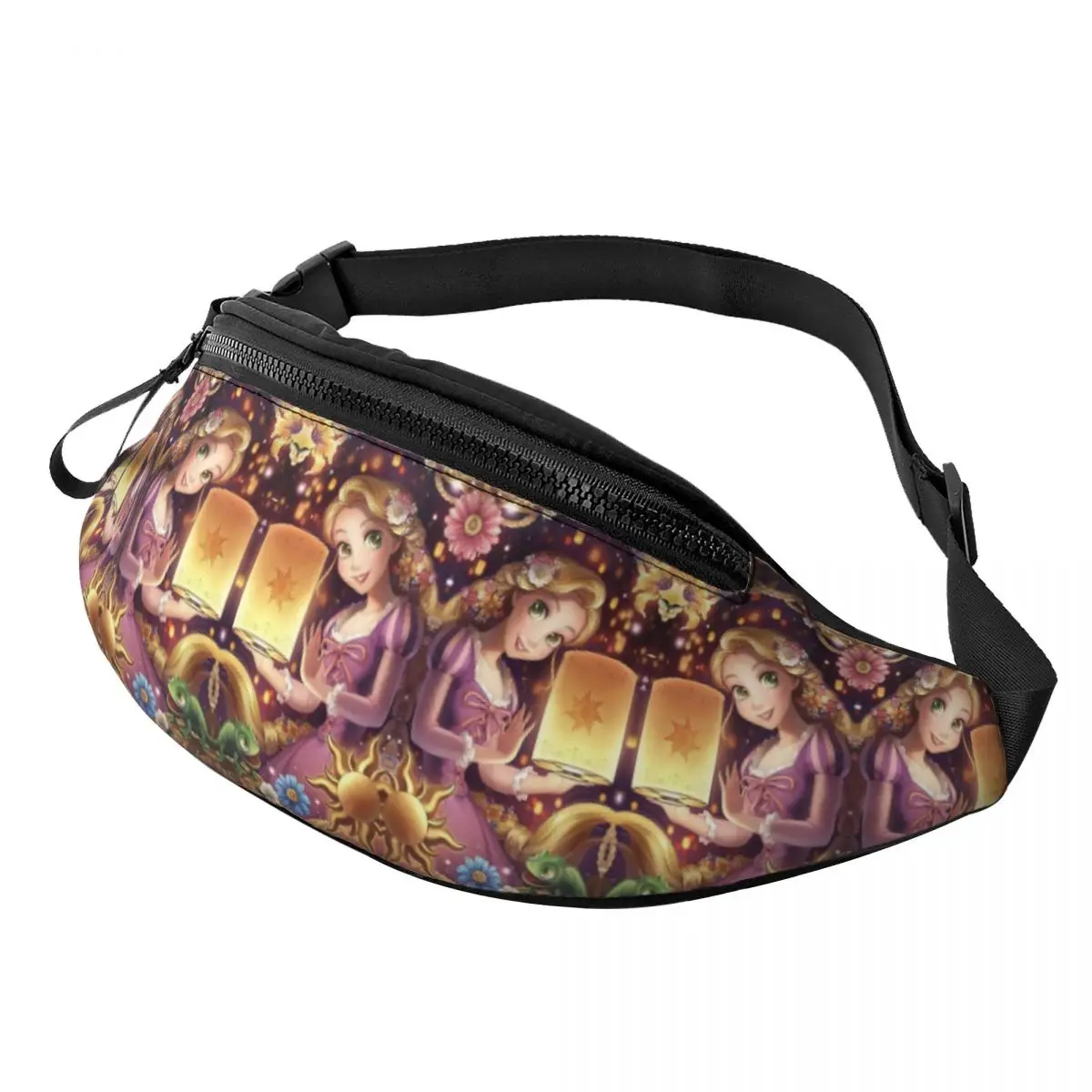 Custom Princess Cartoon Funny Fanny Pack Women Men Cool Tangled Crossbody Waist Bag for Travel Cycling Phone Money Pouch