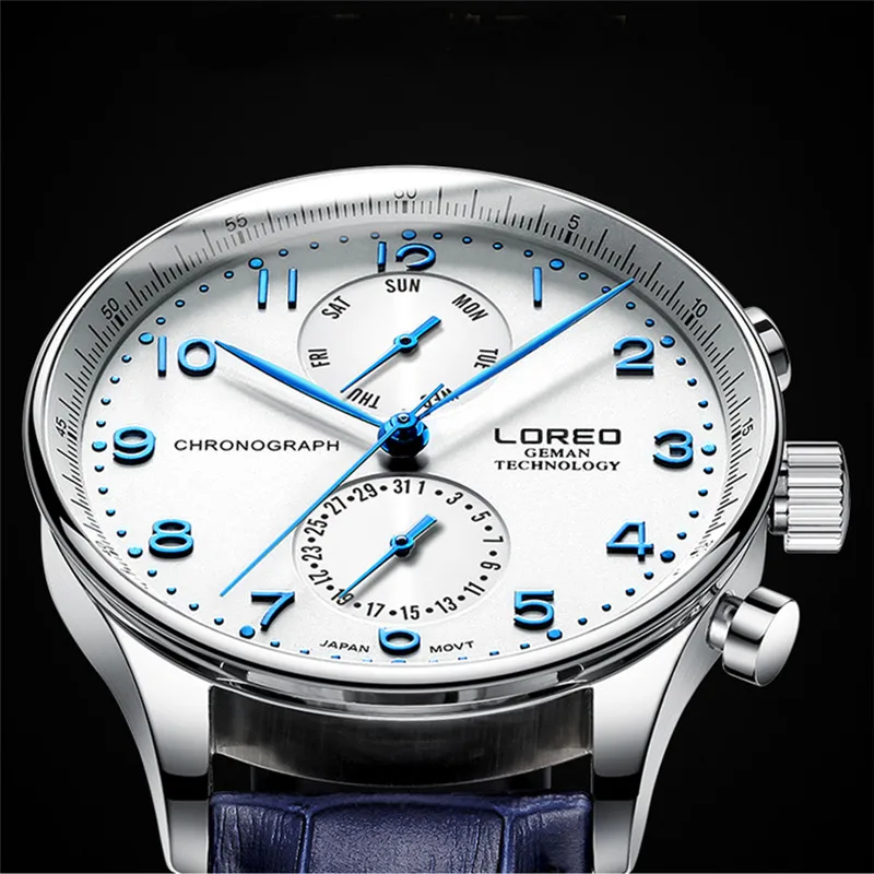LOREO Top Brand Luxury Fashion Watch Men 5ATM Waterproof Date Clock Sport Watches Mens Quartz Wristwatch Relogio Masculino