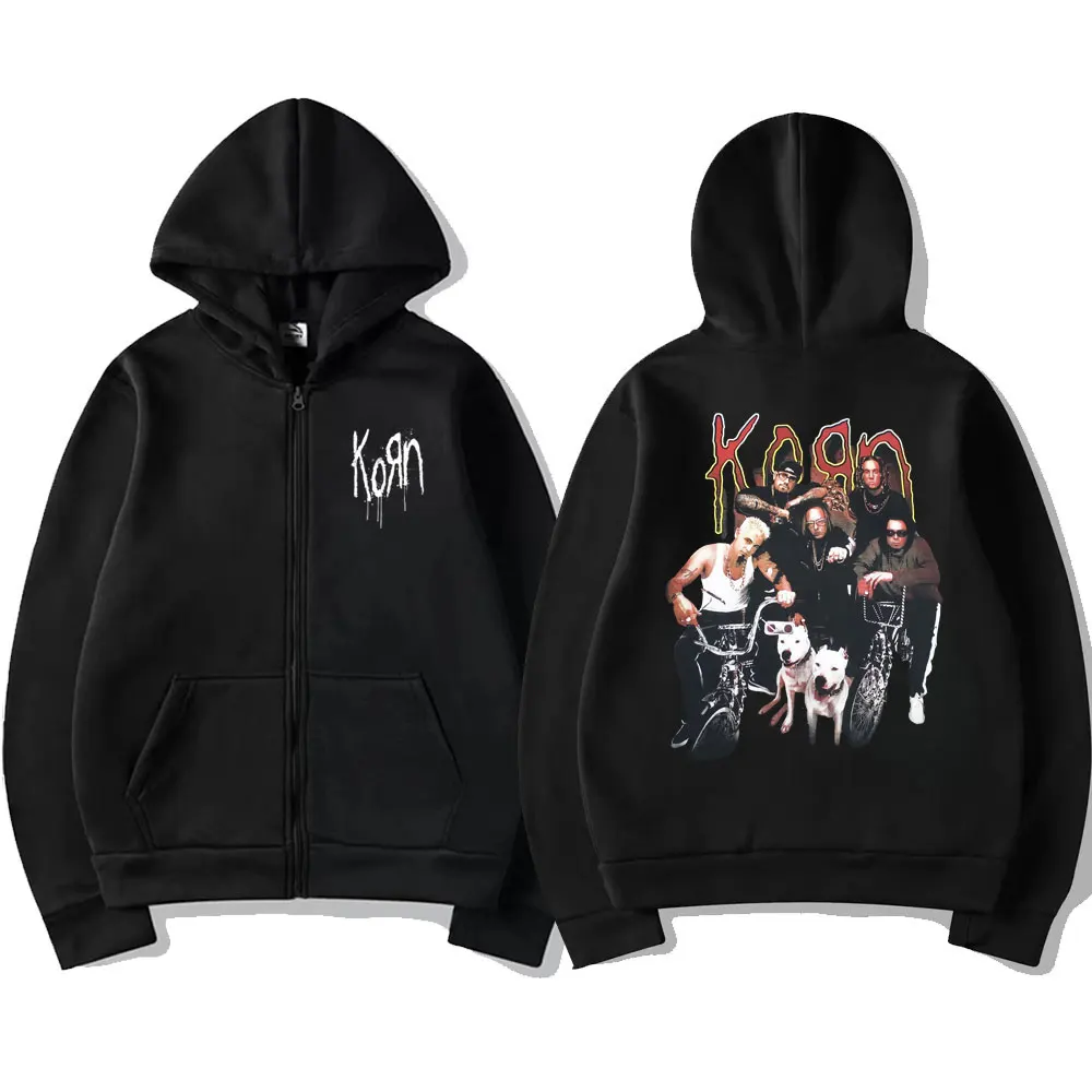 American Rock Band Korn ISSUES Graphic Zipper Hoodie Male Fashion Zip Up Jacket Men Women Gothic Vintage Oversized Sweatshirt