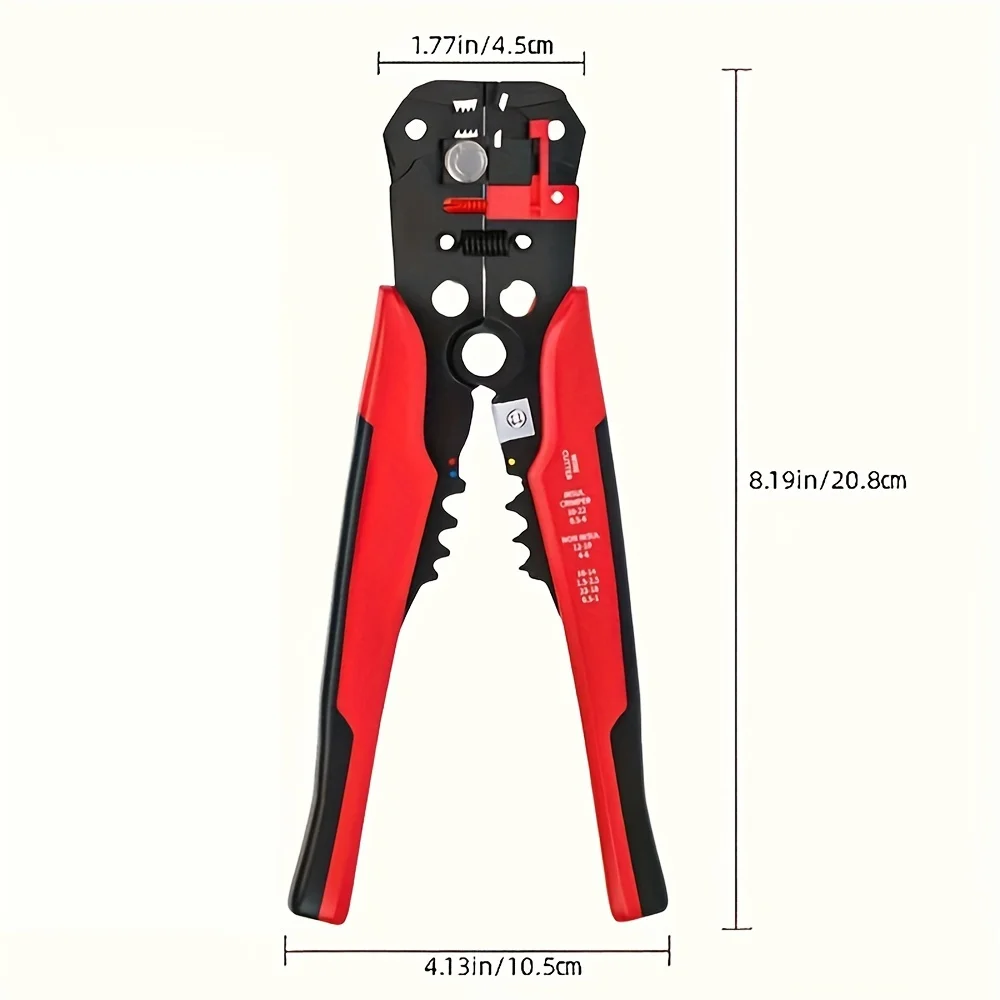 Professional Electrician's Automatic Wire Stripper - Multi-Function 24-10AWG Range Quick Peel & Cut Cable Crimping Tool