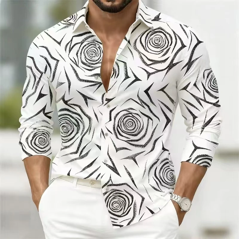 New men's Shirt 3D high-definition Printed Long Sleeved Shirt  Casual And Fashionable  Comfortable And Breathable Fabric