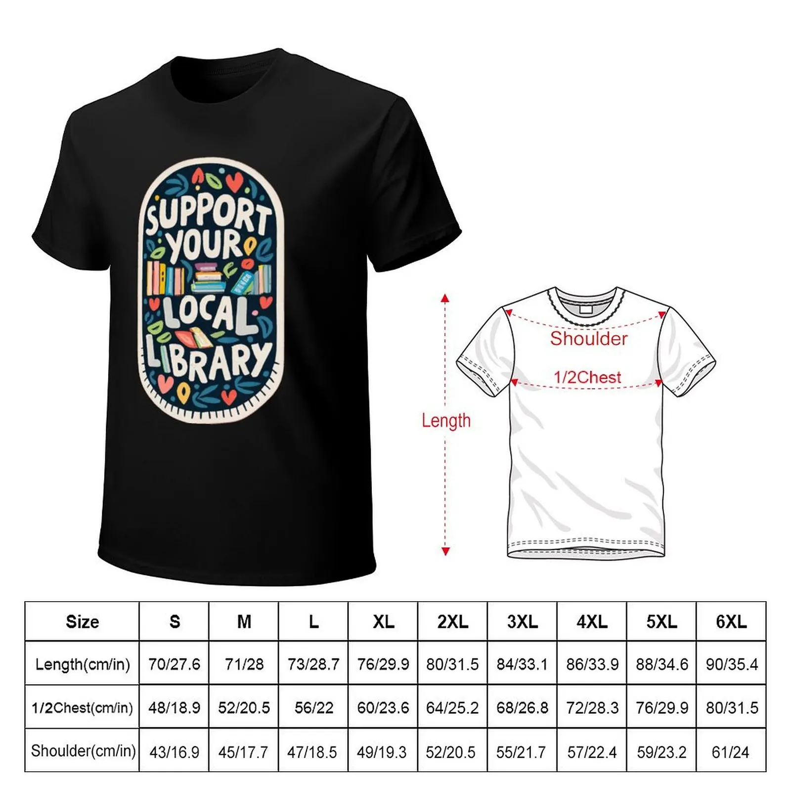 Support Your Local Library Delicate Sketch Book With illuminations Scattered Touches of Colors T-Shirt