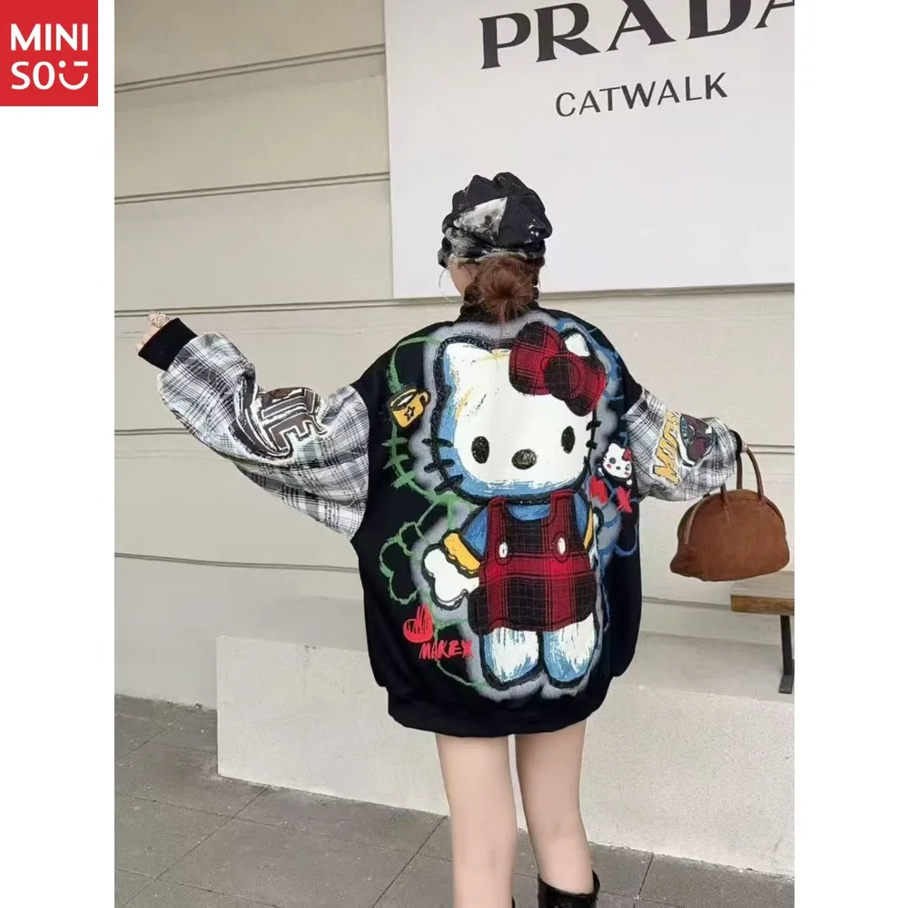 

2025 Autumn New Fashion Versatile Cartoon Cat Embroidery Long Sleeve Denim Baseball Jacket Women's Tide