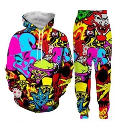 New Men/Womens Halloween Clown Funny 3D Print Fashion Tracksuits Crewneck hoodie Joggers Pants + Hoodies TZ020