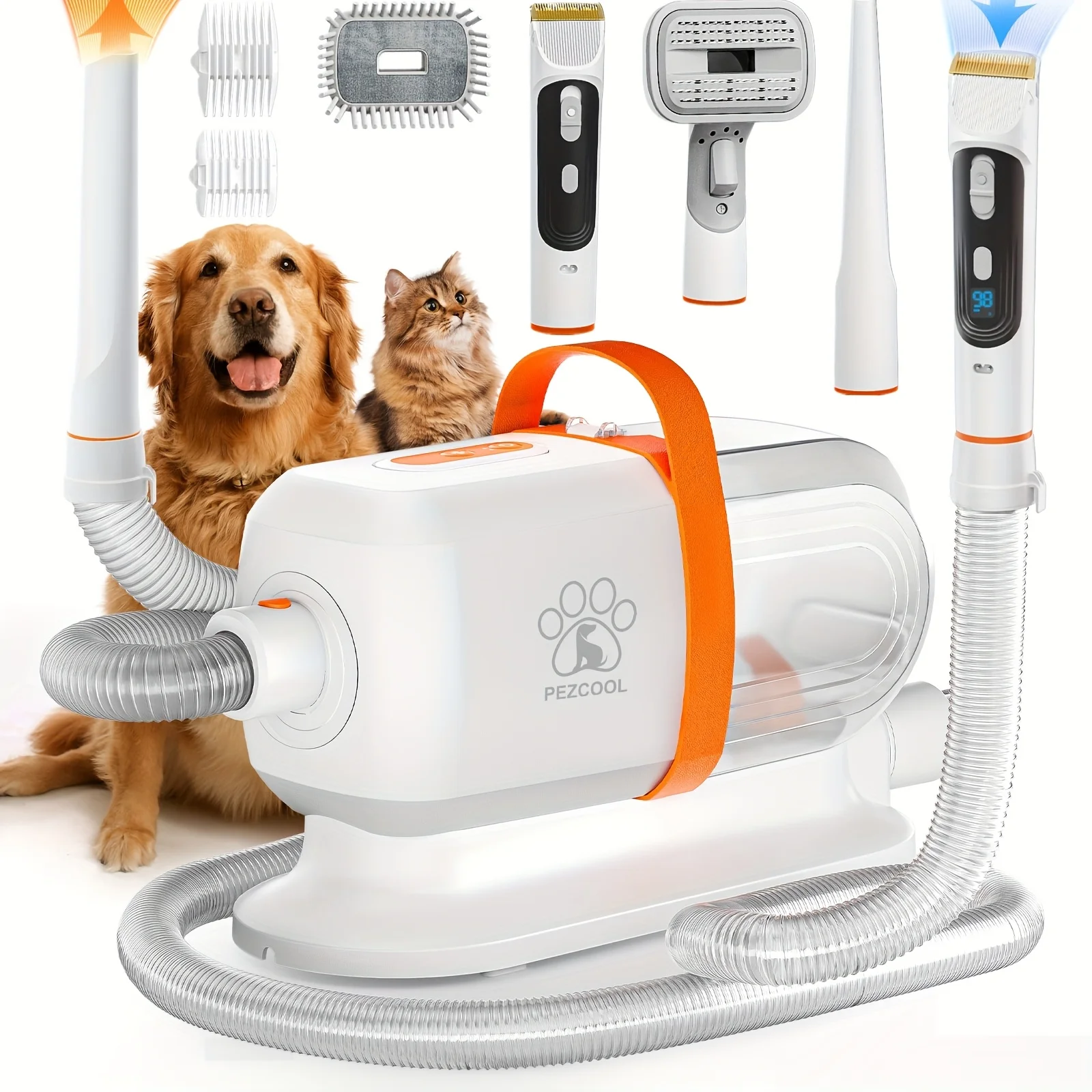 

8-in-1 Dog Grooming Vacuum for Shedding Grooming, 74.39oz Cup Dog Grooming Vacuum with Dryer Function, Low Noise Pet Grooming Vacuum for Dogs, Upgrade Strong Dog Grooming Kit with 6 Tools for Home Pet Hair