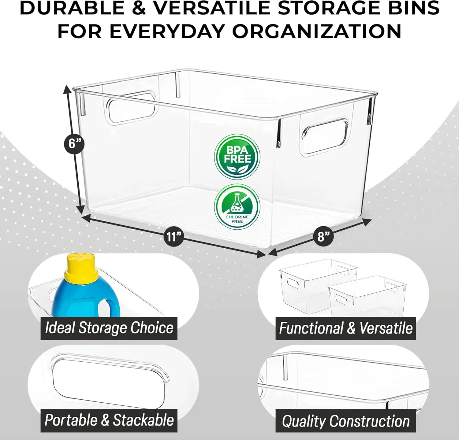 4 Caixas Plastico Transparente، Organizadores Multiuso para Armazenamento em Cozinha، Desensione، Escritoriy، Closet e Freezer #4