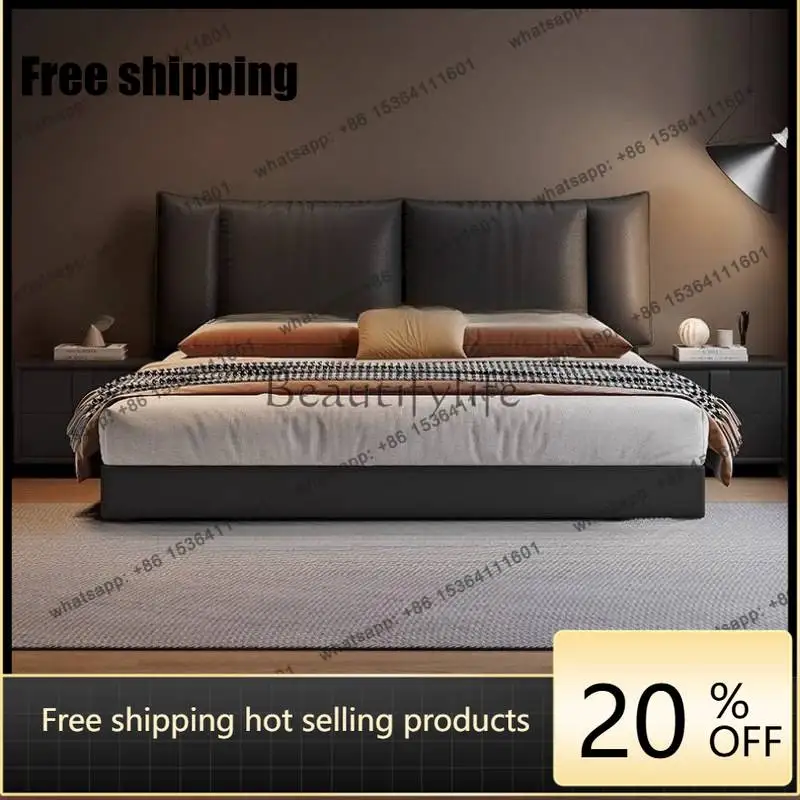LJY Heavy Designs Double Bed Australia Elegant Normal Floating Storage Double Bed Modern Wooden Cama Matrimonial Furniture For H