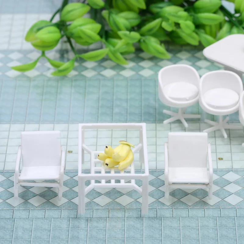 3picecs1:50 Juego de muebles en miniatura - Cama interior Sofá Silla TV Oficina Kit para mesa de arena Modelo de arquitectura