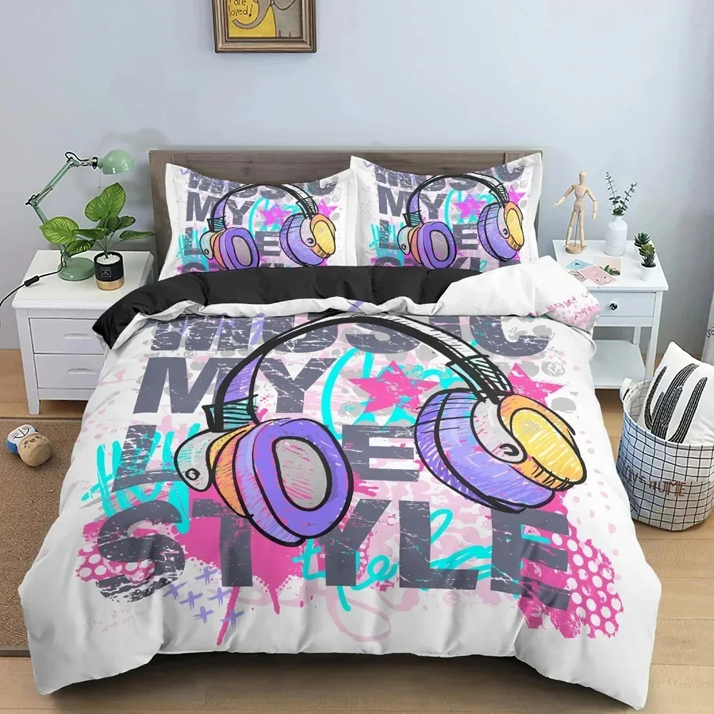

3D Print Cartoon Graffiti Bedding Set Double Twin King Duvet Cover Comforter Pillowcase Boys Girls Adults Bedroom