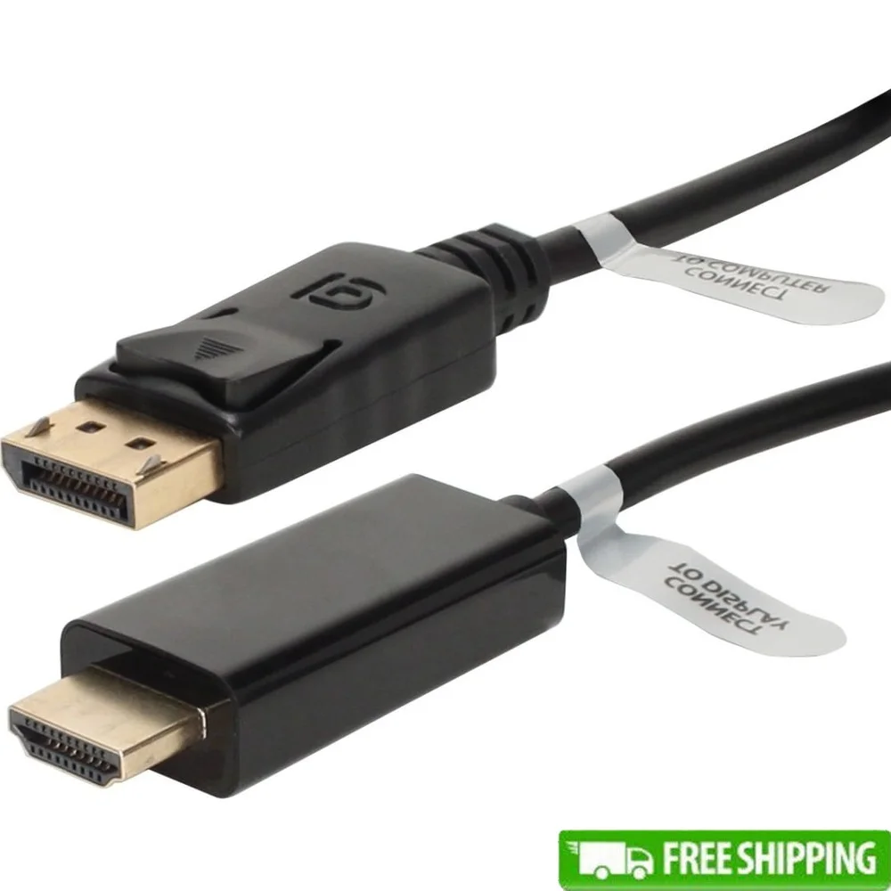 

6-футовый цифровой A/V-кабель DisplayPort-HDMI, штекерный разъем, запирающая защелка, монитор проектора, HDTV, разрешение 1920x1200