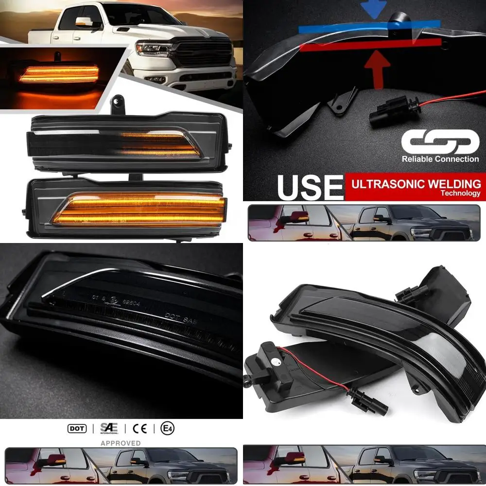 

Amber LED Sequential Blinking Side Mirror Lights for 2019-2024 Dodge Ram 1500 with Smoked Lens Turn Signal Indicators